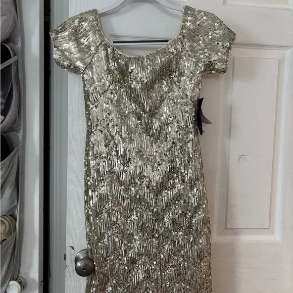 gold lame prom dress Gold Sweetheart A-Line Lace Long Prom Dress With Split Gold / 14 main image 1